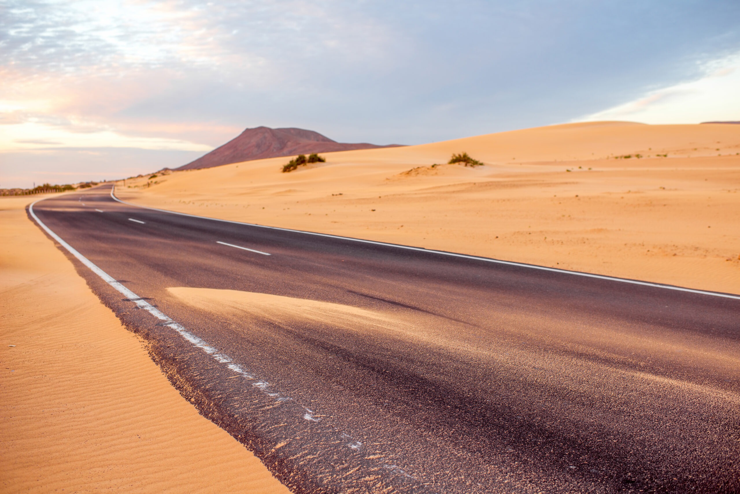 Sandstorm on the desert road